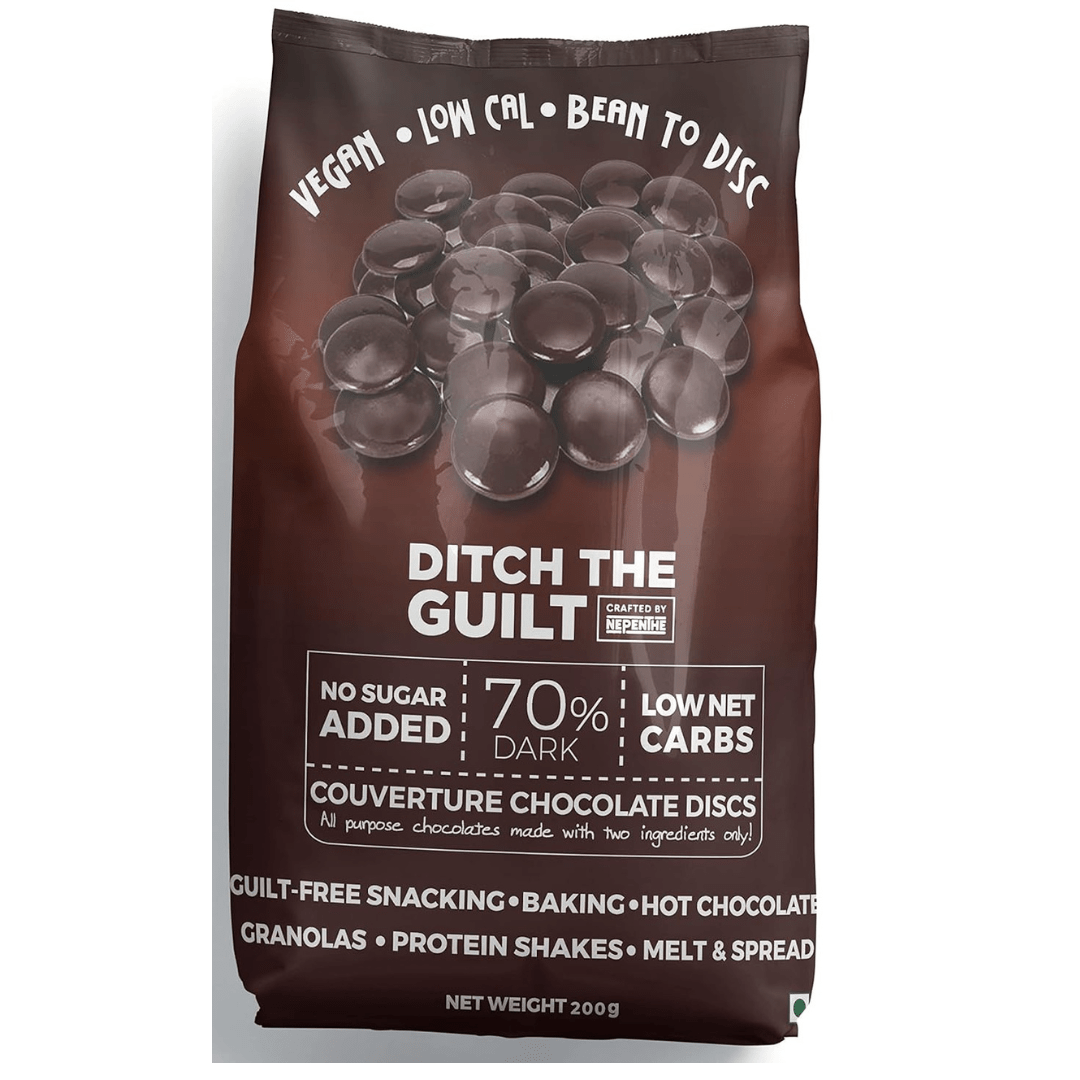 70% Cacao Minis - Sugar Free Vegan Dark Couverture Chocolate - Stevia Sweetened - Ideal for Snacking - Baking - Hot Chocolates - Granola & Oats - Melt and Spread - Smoothies - Milk Shakes & Protein Shakes 200g